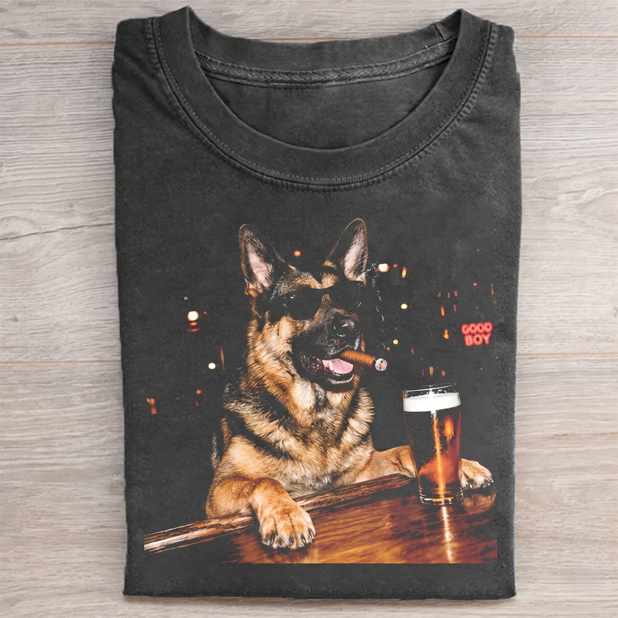 German Shepherd Dog Drinking Beer Graphic T-shirt