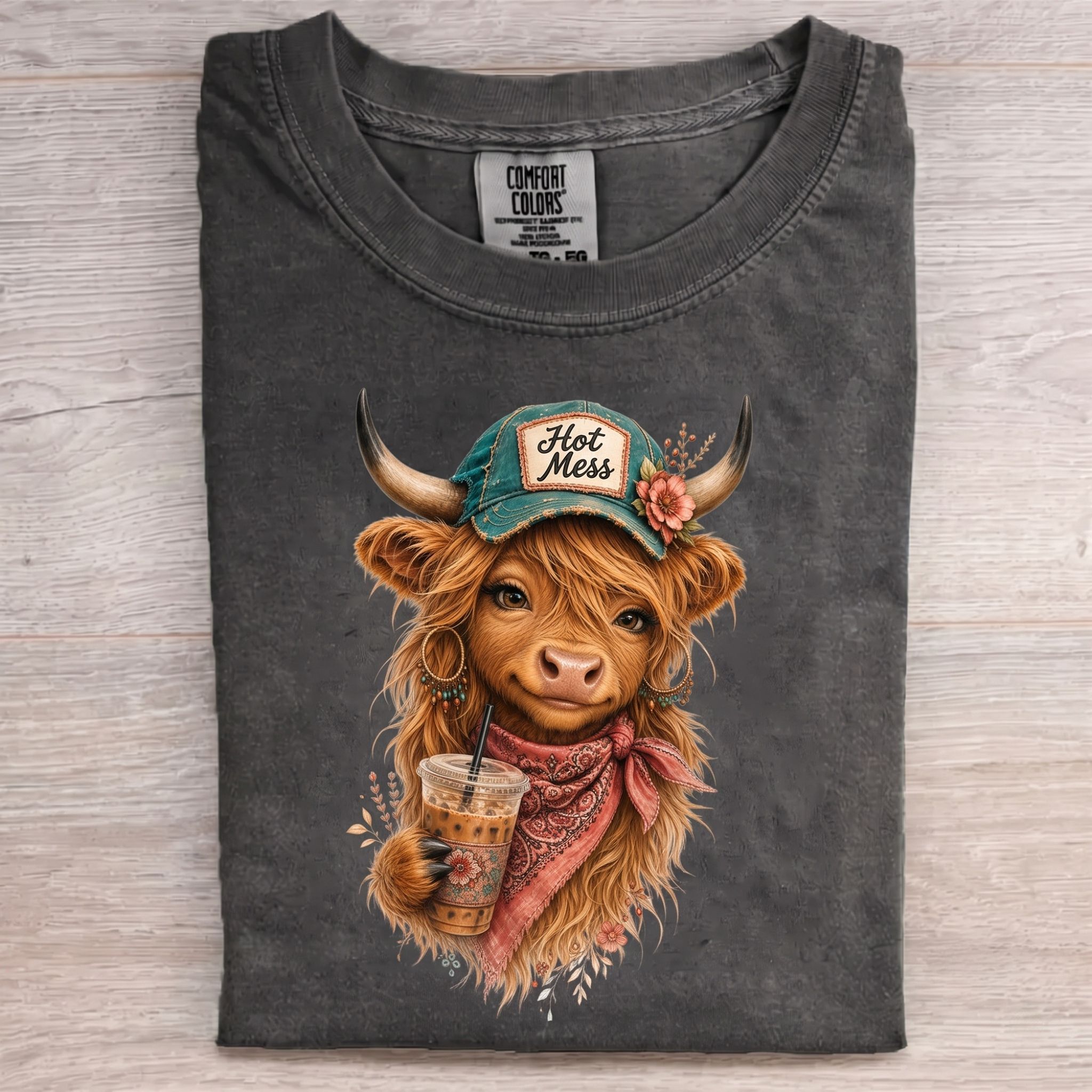 Cute Hot Mess Highland Cow T-Shirt