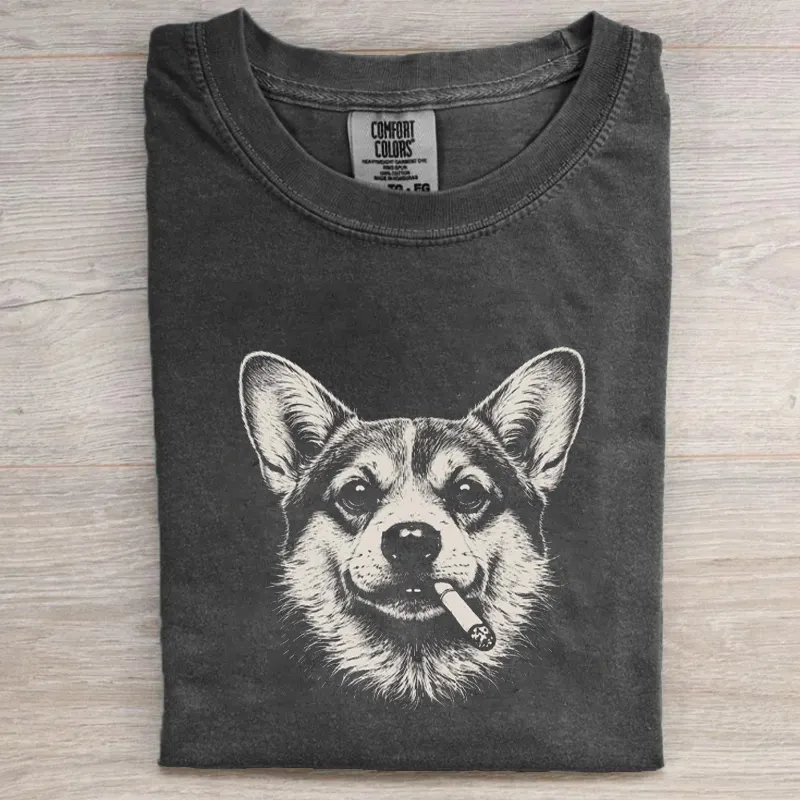 Smoking Corgi T-shirt