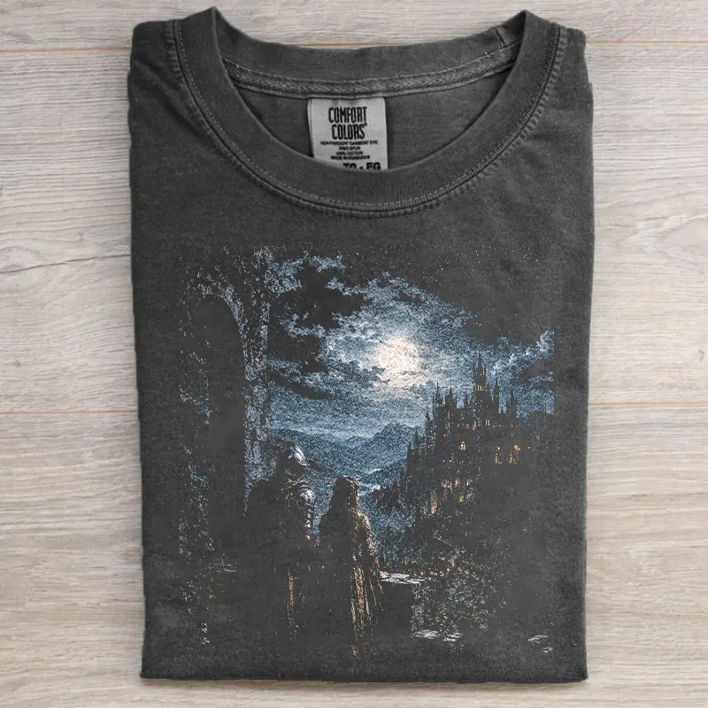 Moonlit Fantasy Castle Book Lover T-shirt
