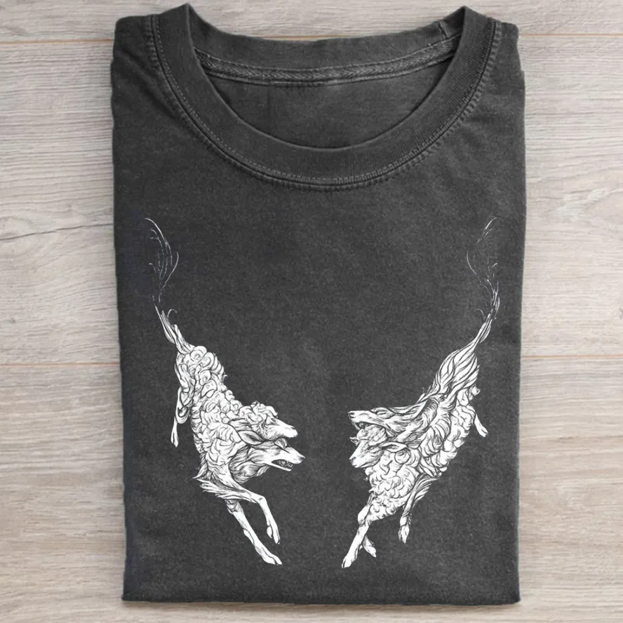 Vintage Mythical Deer Graphic T-shirt