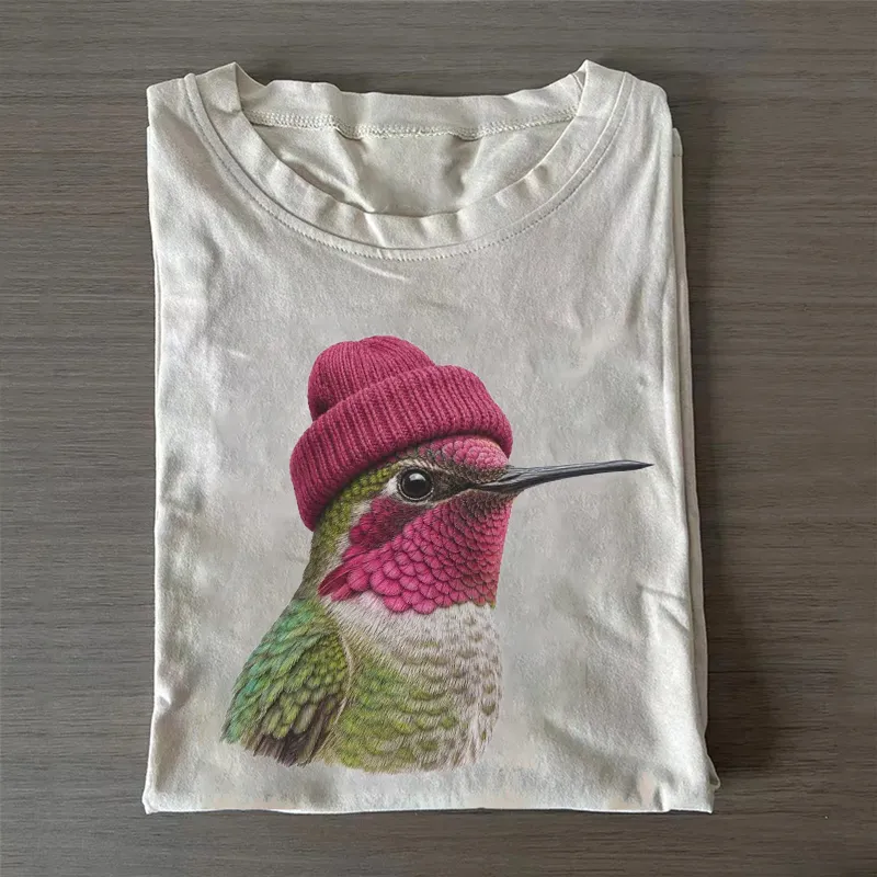 90's Anna's Hummingbird Wearing Beanie T-shirt