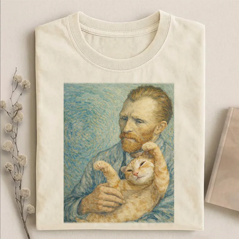 Funny cat art paintings T-shirt