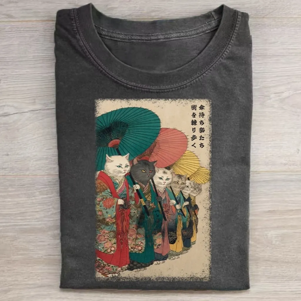 Kimono Cats Graphic T-shirt