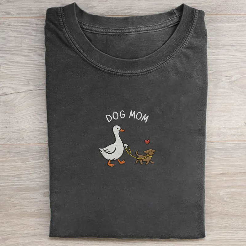 Dog Mom Goose Embroidered T-shirt
