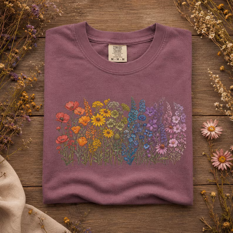 Wildflower LGBT Rainbow Floral Pride T-Shirt