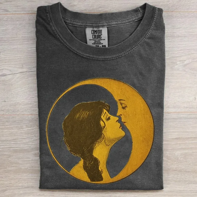 Woman Kissing Moon T-shirt