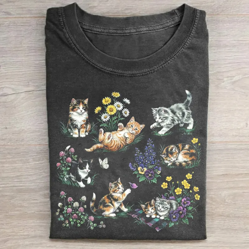 Vintage 90s Cottagecore Cat T-Shirt
