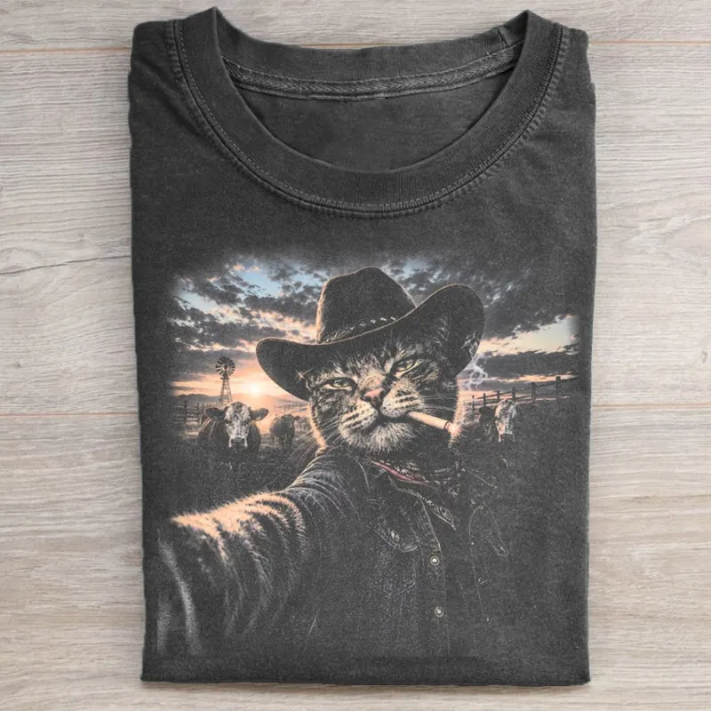 Funny Cowboy Cat T-shirt