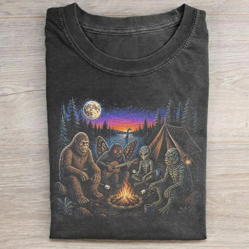 Funny Cryptid Camping T-shirt