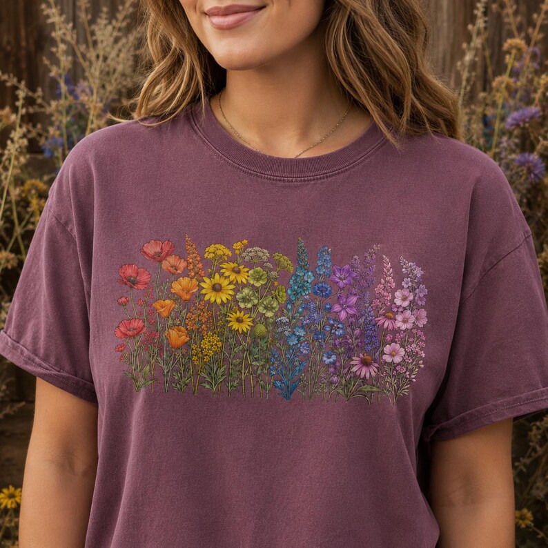 Wildflower LGBT Rainbow Floral Pride T-Shirt