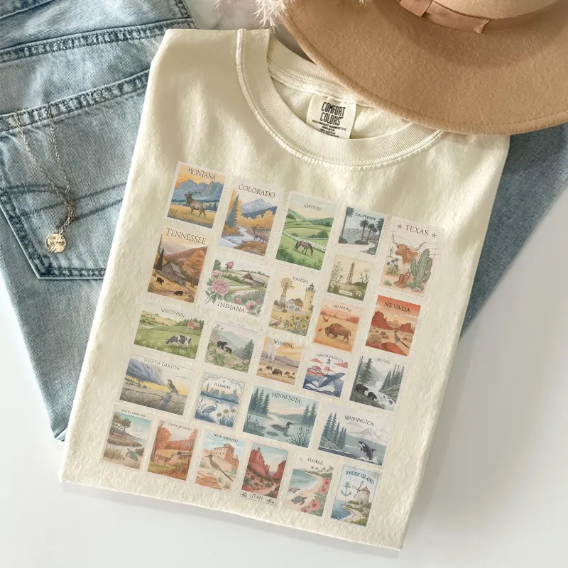USA State Postage Stamp Road Trip Lover T-shirt
