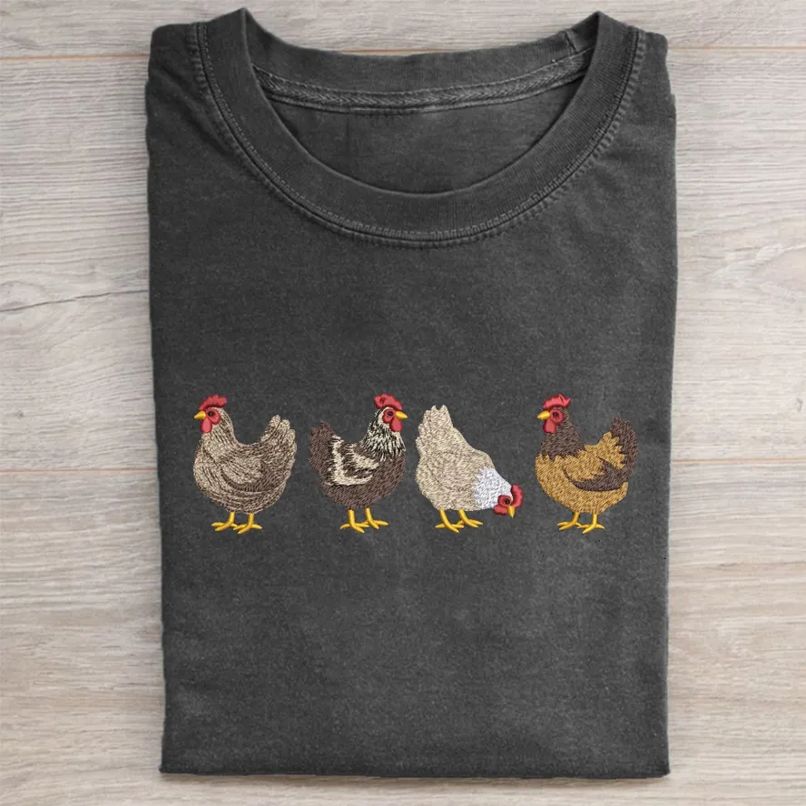 Embroidered Chicken T-shirt