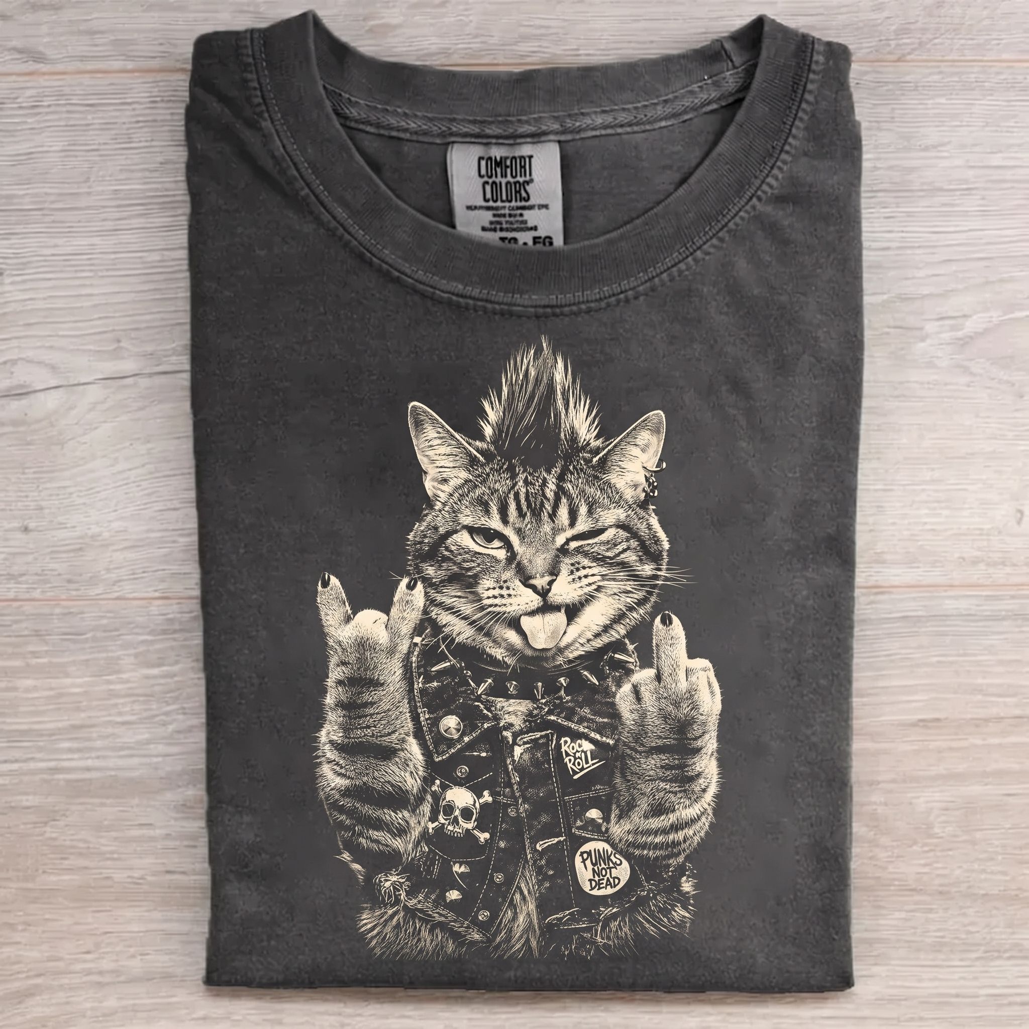 Punk Rock Mohawk Cat T-Shirt