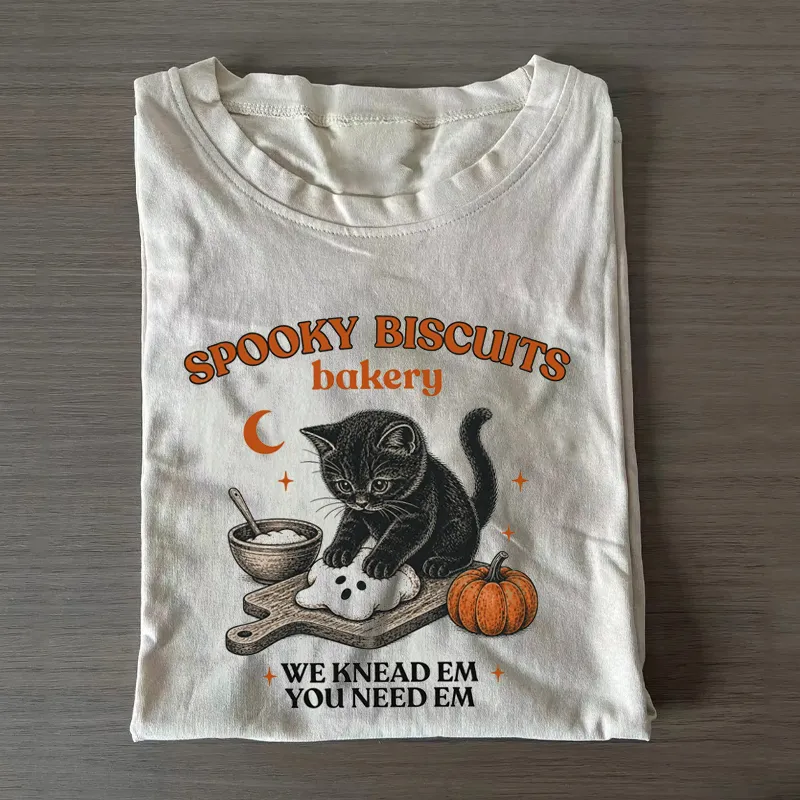 Kitty Biscuits Spooky Season Halloween Fall T-shirt