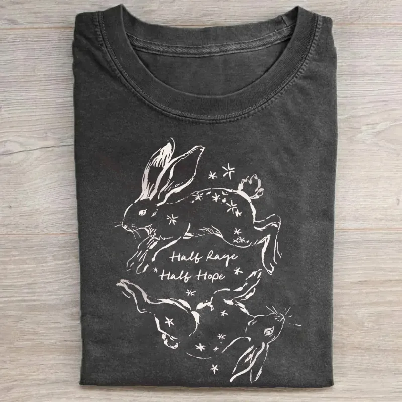 Half Rage Half Hope Rage Resistance Rabbit T-shirt