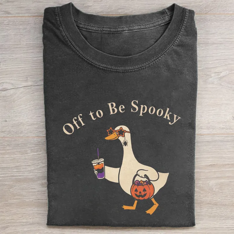 Off To Be Spooky Goose Holding Coffee Pumpkin Bucket T-shirt