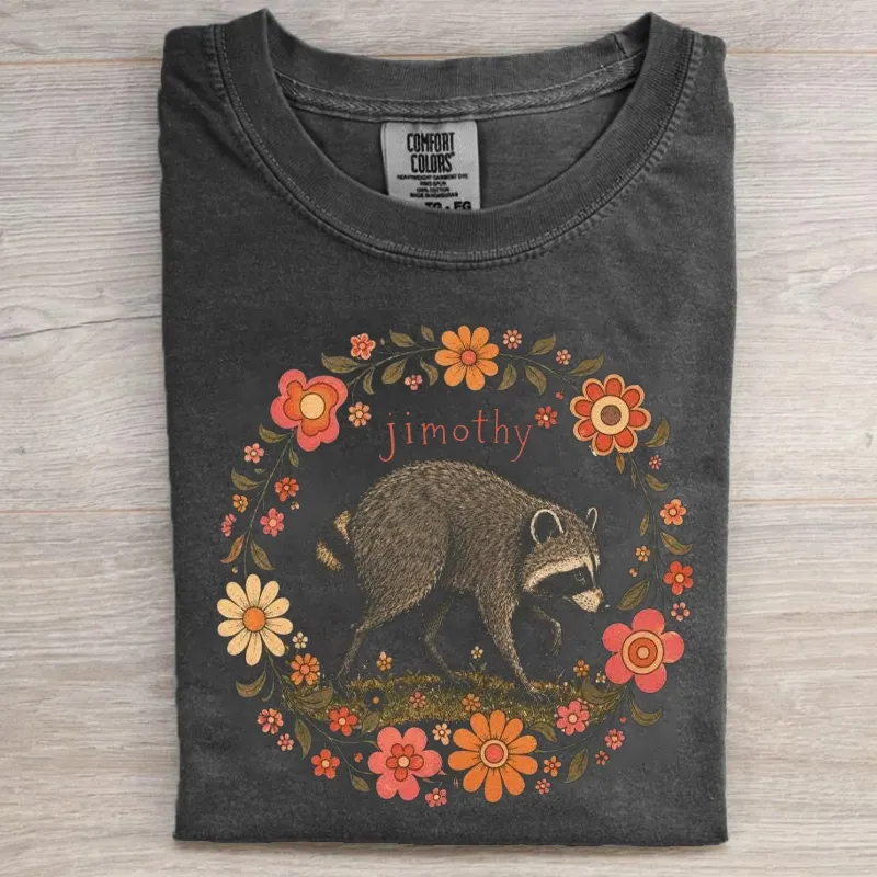 Jimothy The Raccoon Floral Wreath T-shirt
