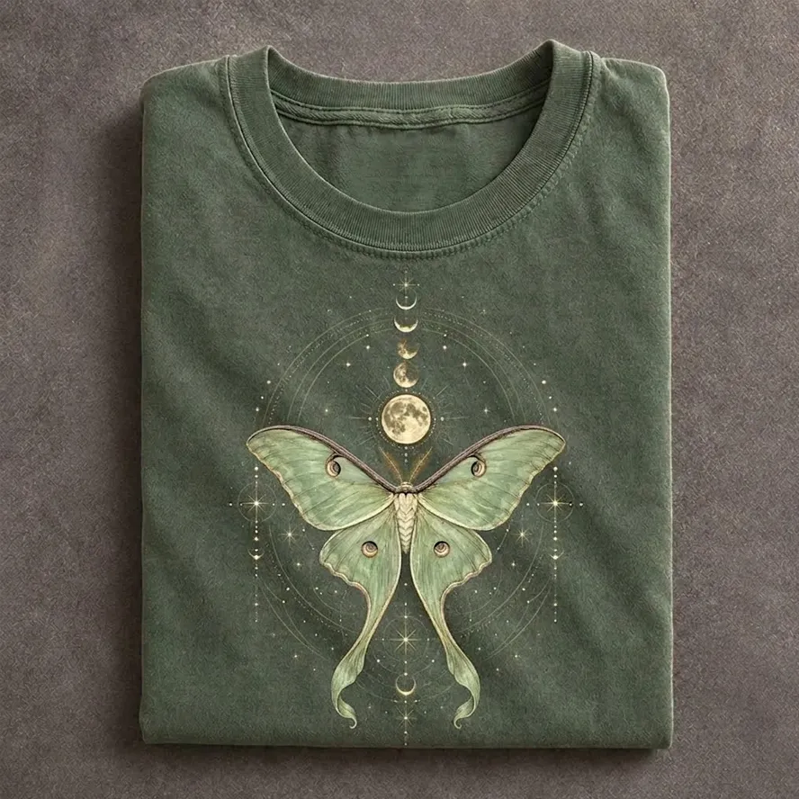 Luna Moth Moon Phase Celestial Sacred Geometry T-shirt