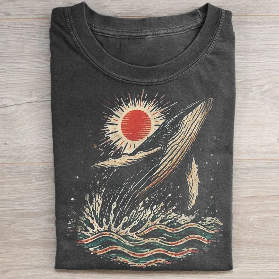 Vintage Whale Ocean Graphic T-shirt