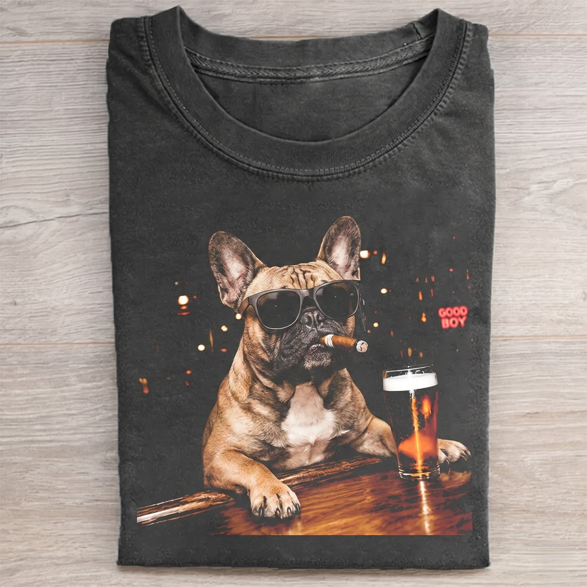 French Bulldog Drinking Beer Graphic T-shirt