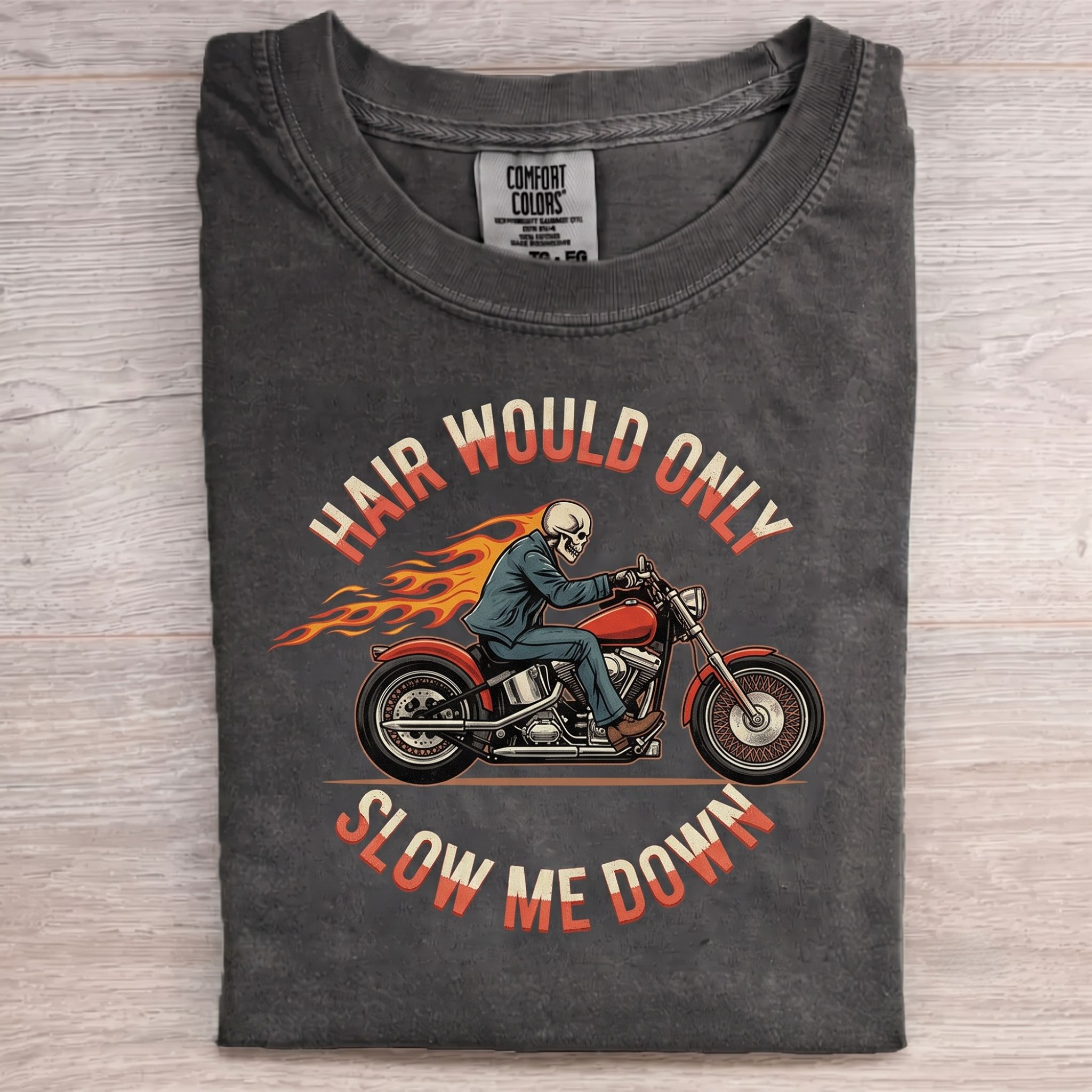 Skeleton Biker Flame T-shirt