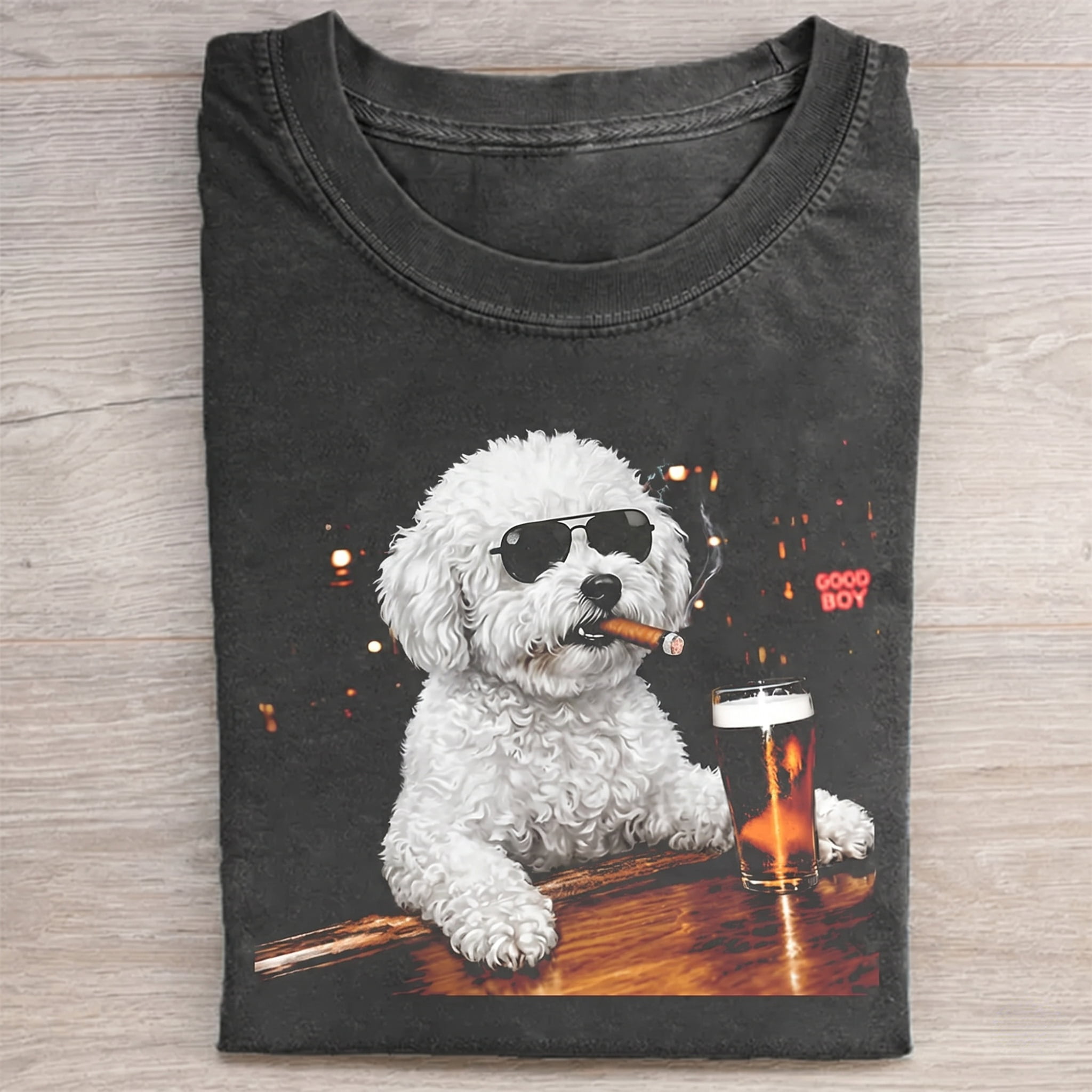 Pomeranian Drinking Beer Graphic T-shirt