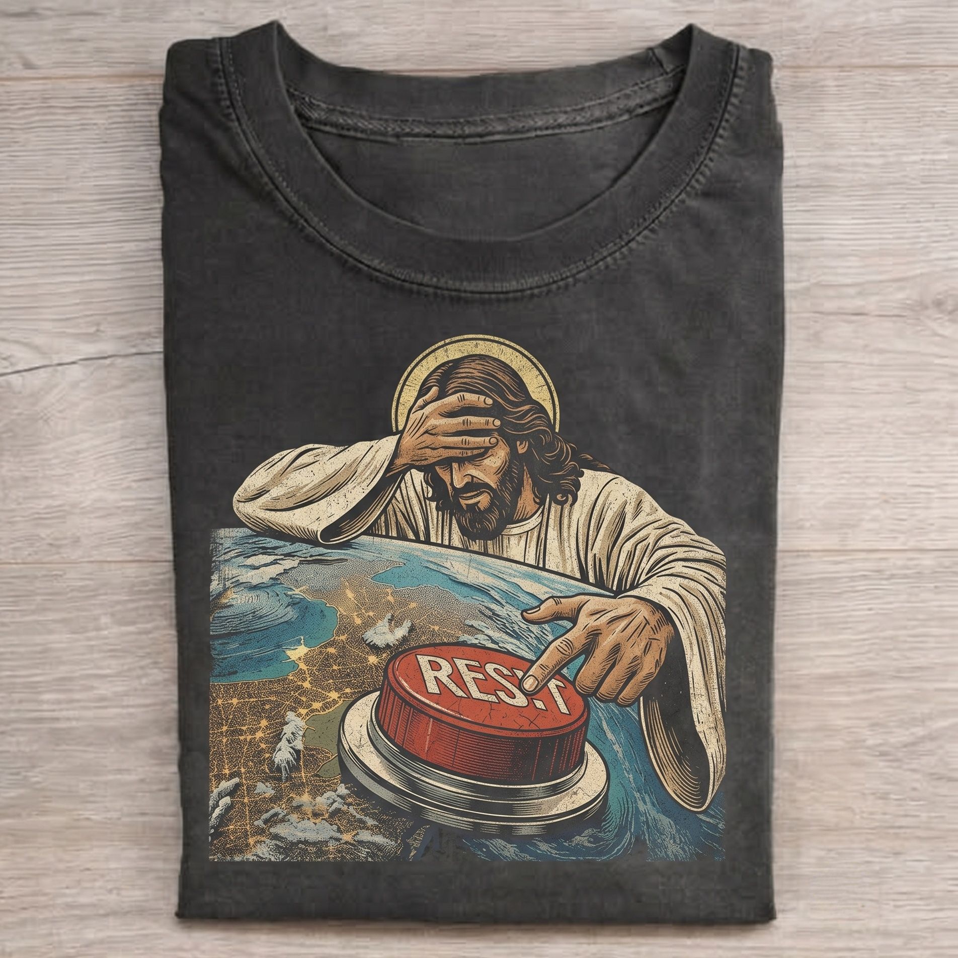 "Reset The Earth" Funny Jesus T-shirt
