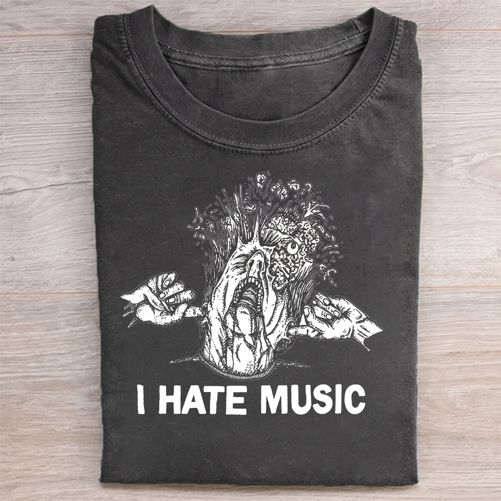 I Hate Music DTG Printing Washed T-Shirt