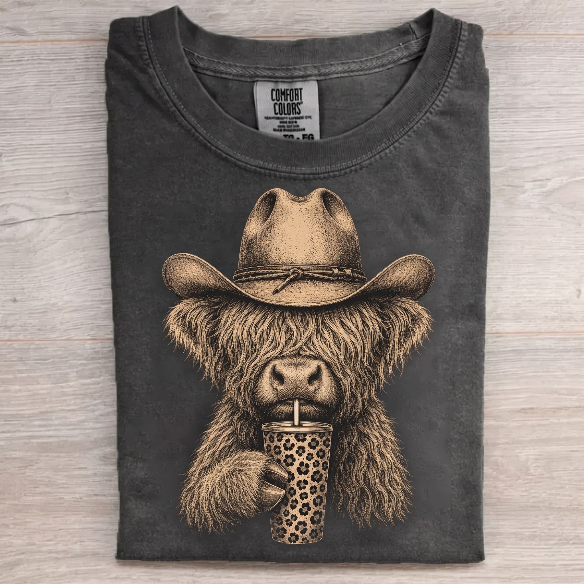 Cute Western Cowboy Highland Cow T-shirt