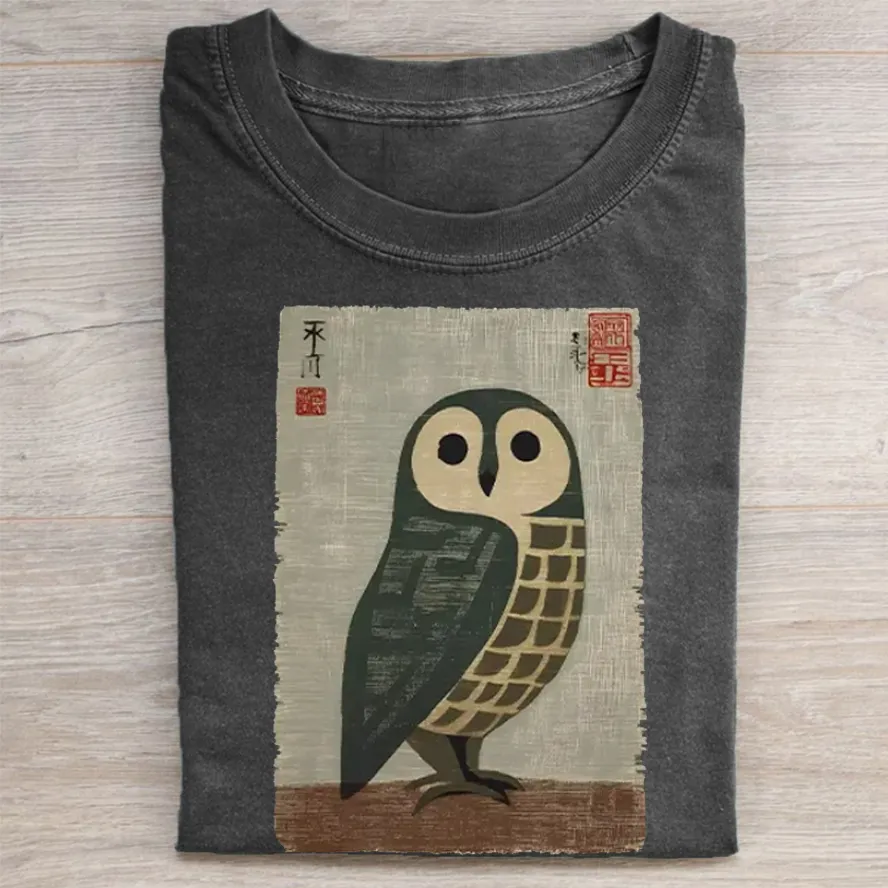 Traditional Owl In Japanese Art T-Shirt