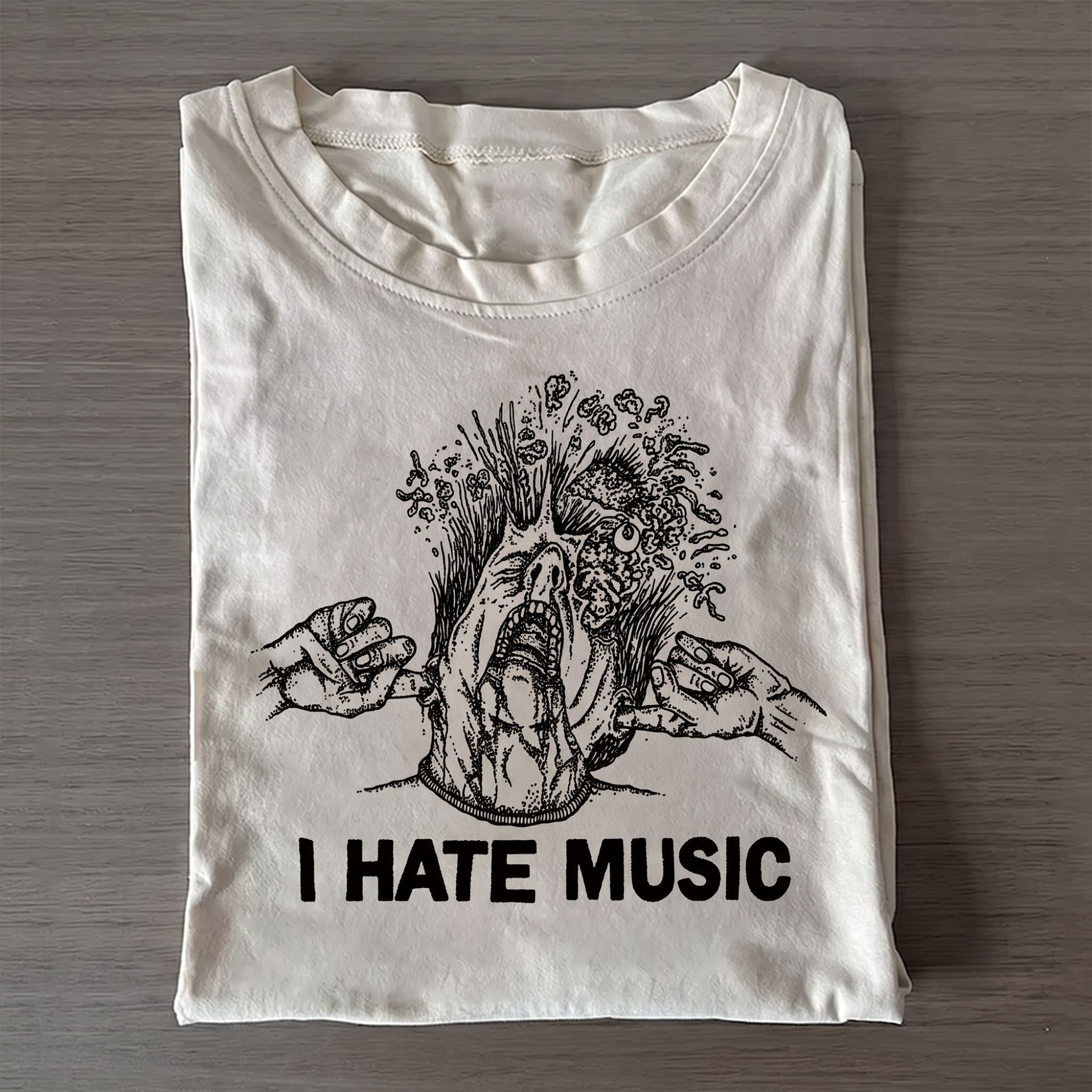 I Hate Music DTG Printing Washed T-Shirt