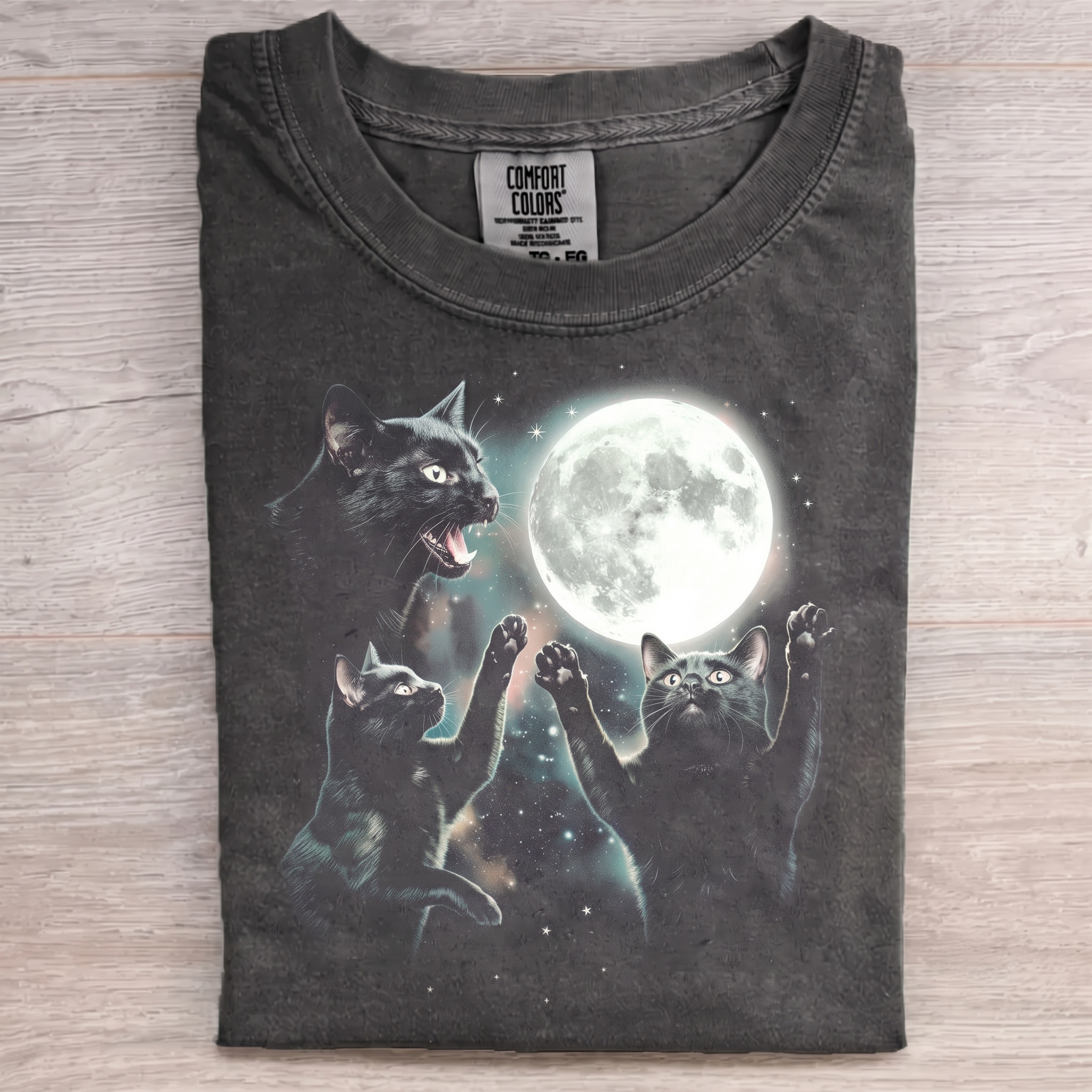 Vintage Black Cat Moon T-shirt