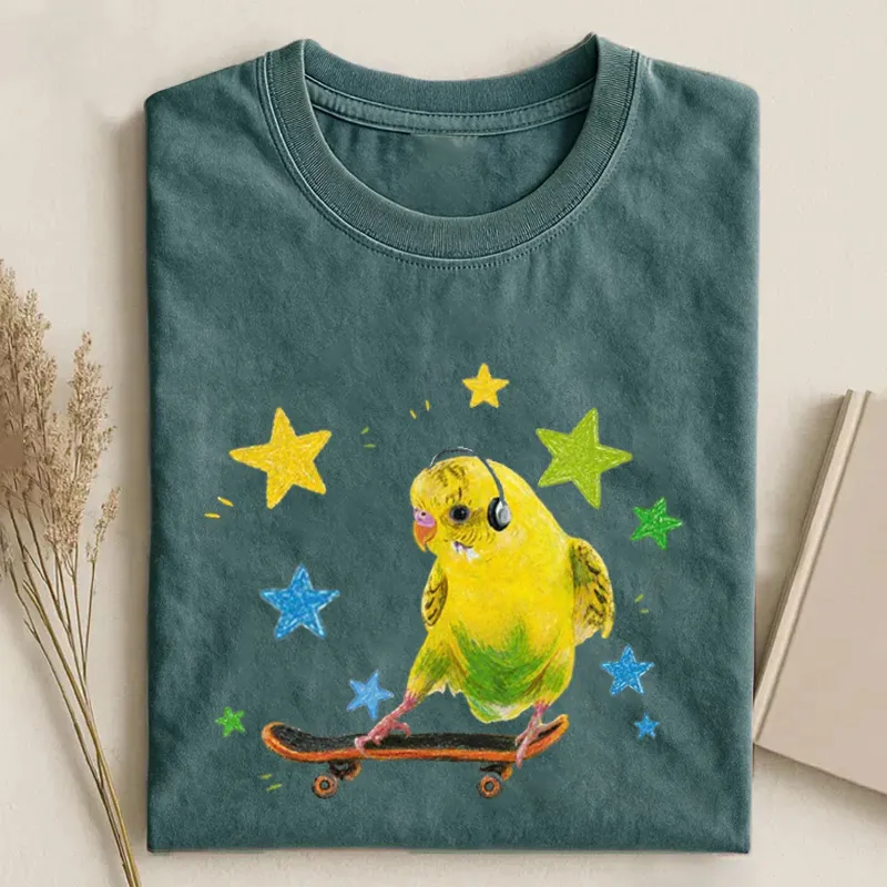 Skateboarding Parakeet T-Shirt