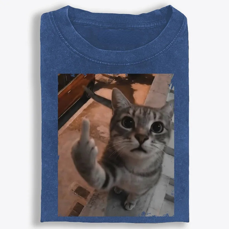Cat's Unapologetic Vintage Salute Washed T-Shirt | 100% Cotton | Streetwear Essential