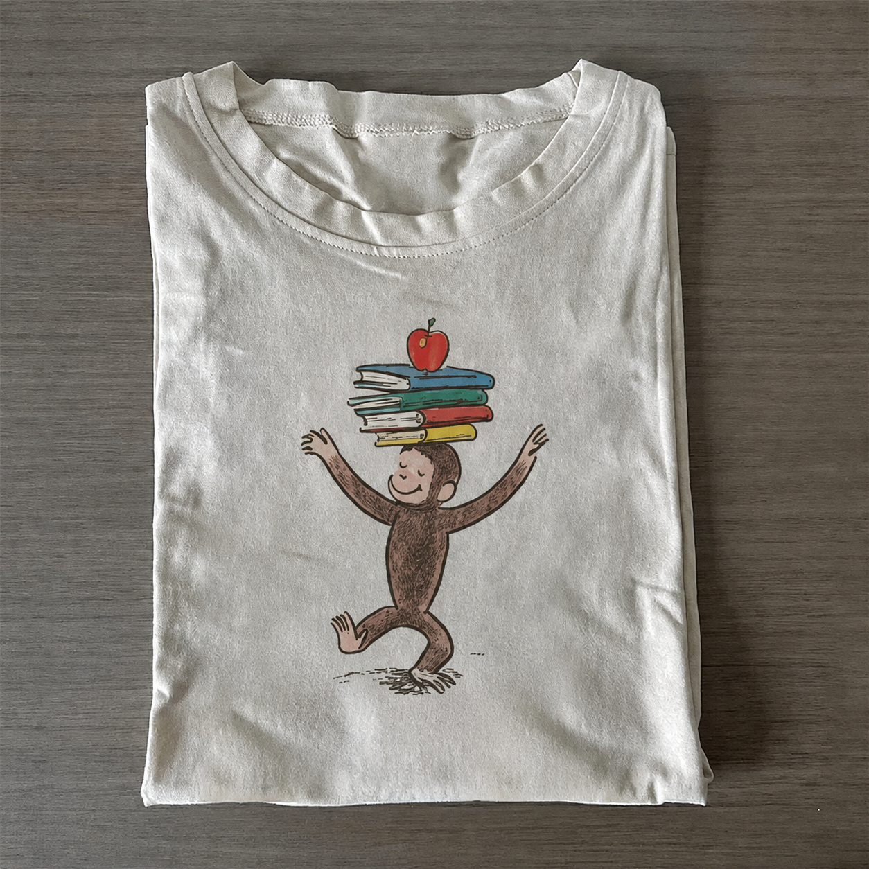 Curious George Book Stack Vintage T-shirt
