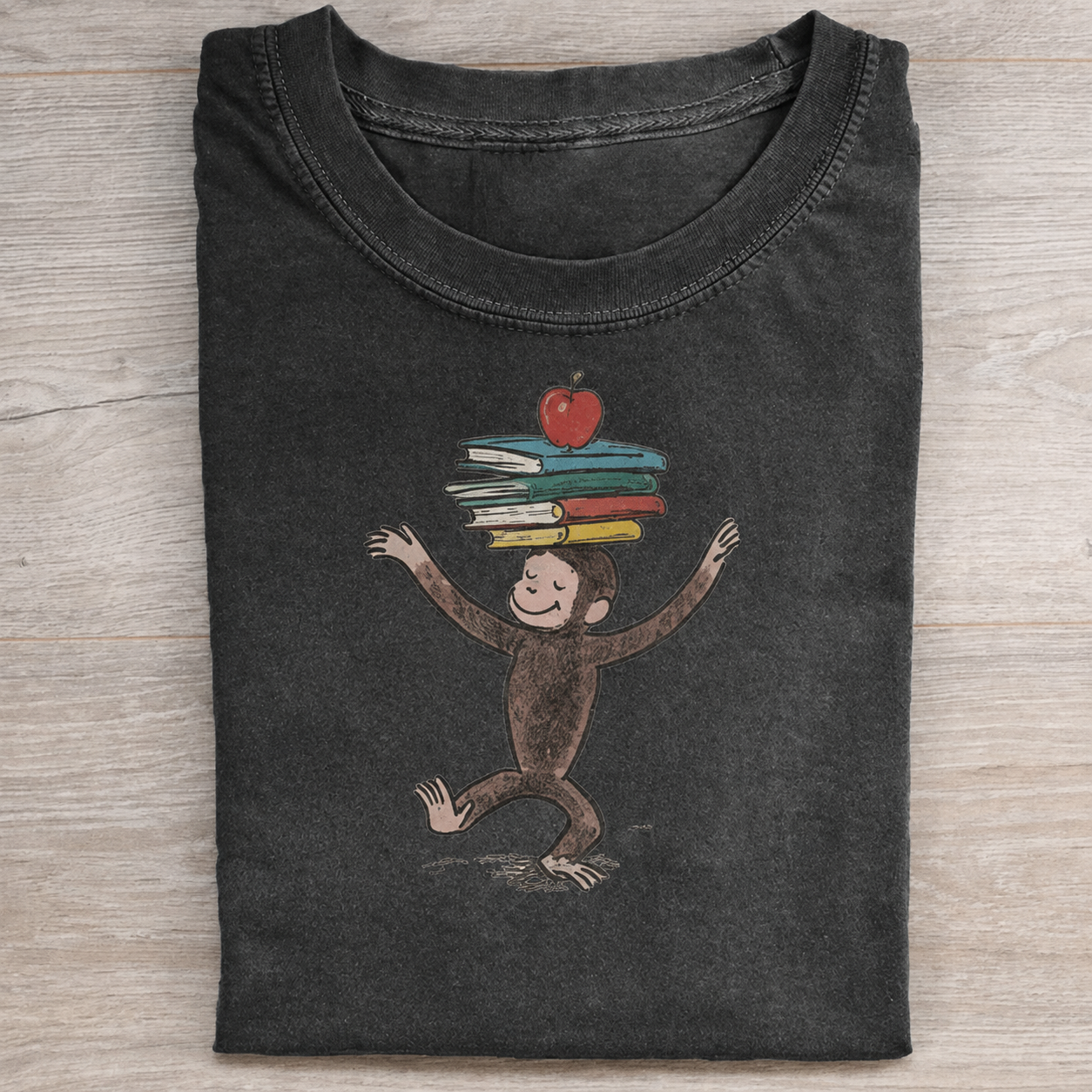 Curious George Book Stack Vintage T-shirt