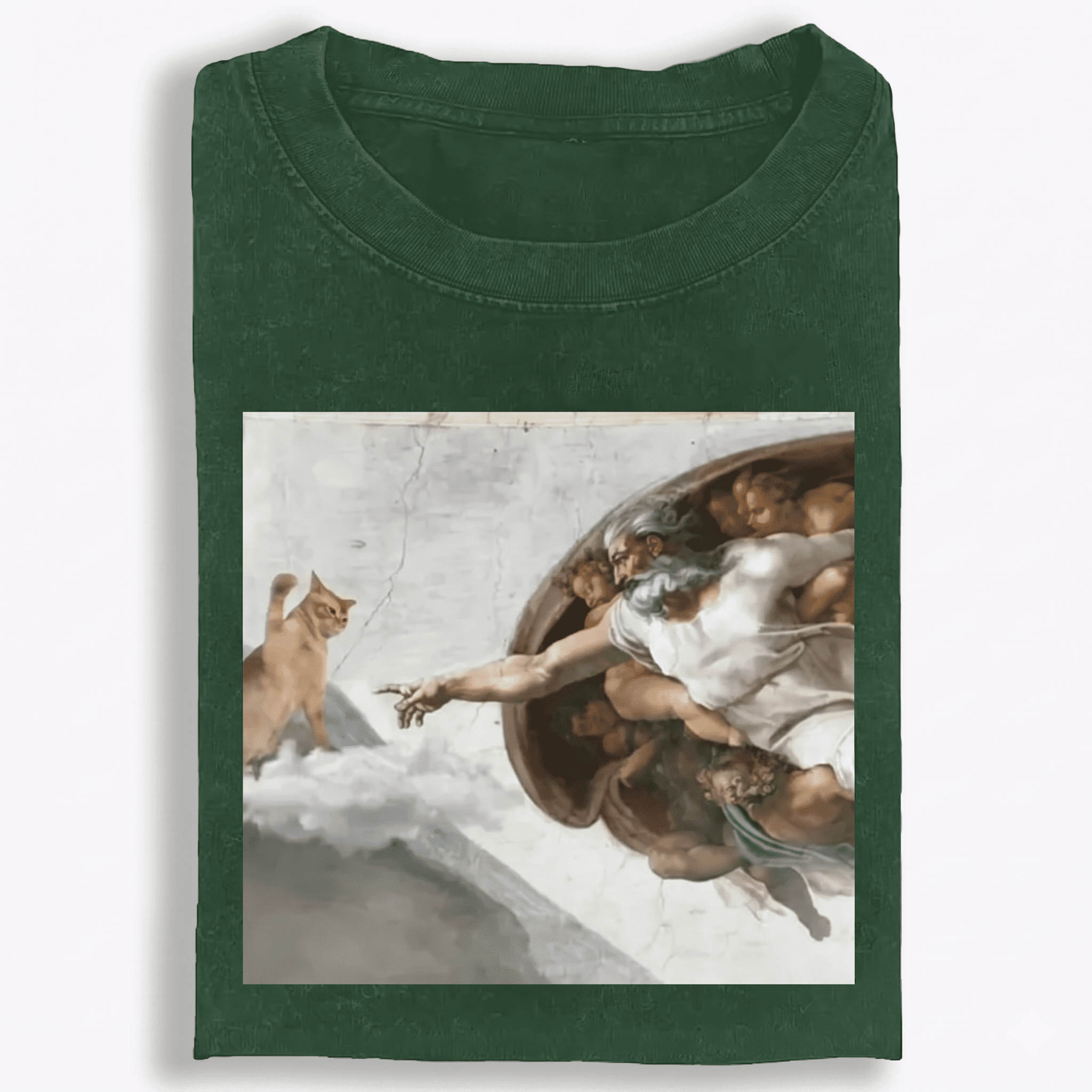 Cat Parody of "The Creation of Adam" Art Retro Washed T-Shirt | 100% Cotton | Streetwear Essential