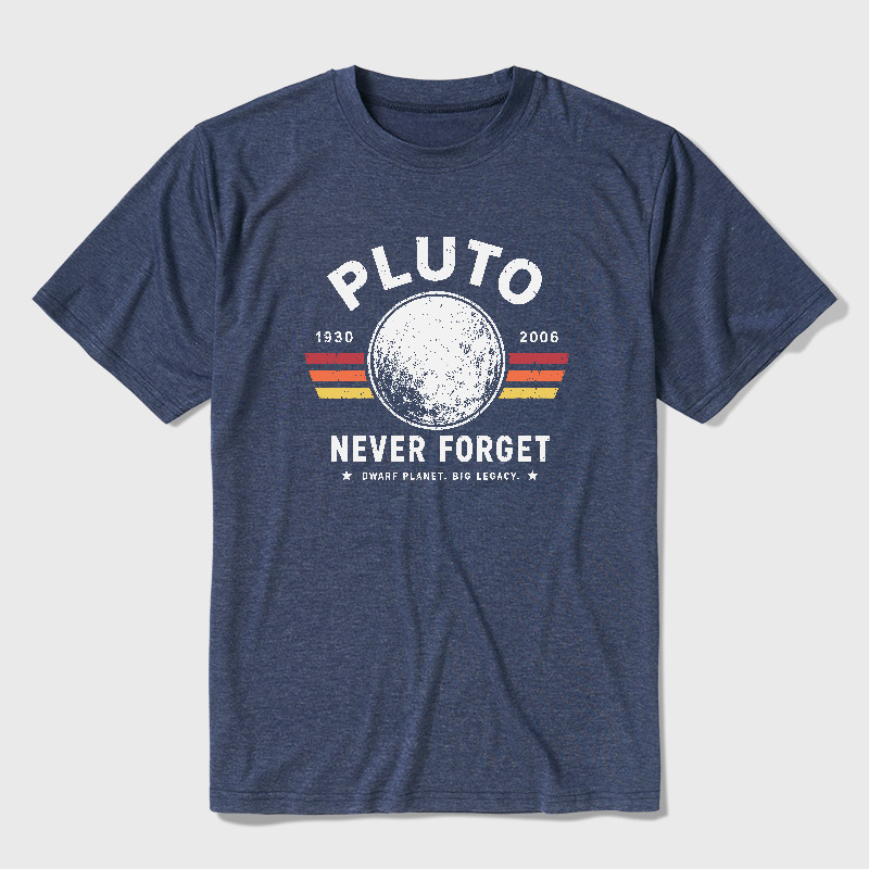 Never Forget Pluto Retro Style Ultra Soft Heather Tee