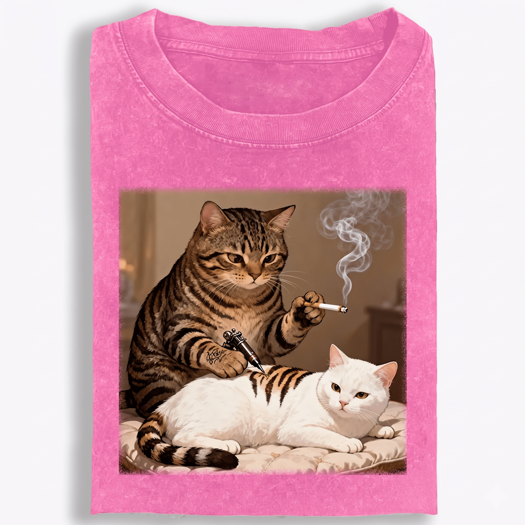 Cat Tattoo Artist Retro Washed T-Shirt | 100% Cotton | Streetwear Essential