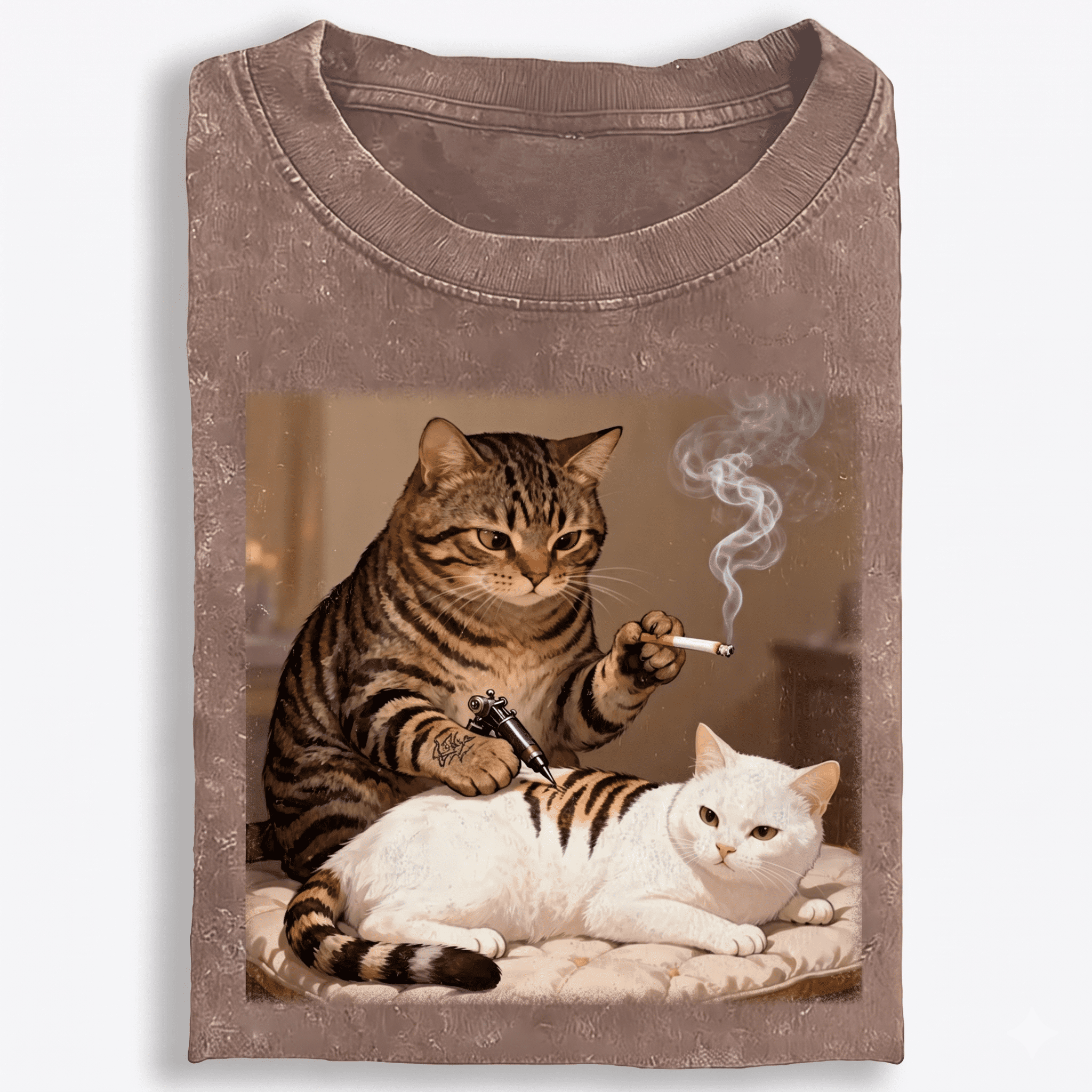 Cat Tattoo Artist Retro Washed T-Shirt | 100% Cotton | Streetwear Essential