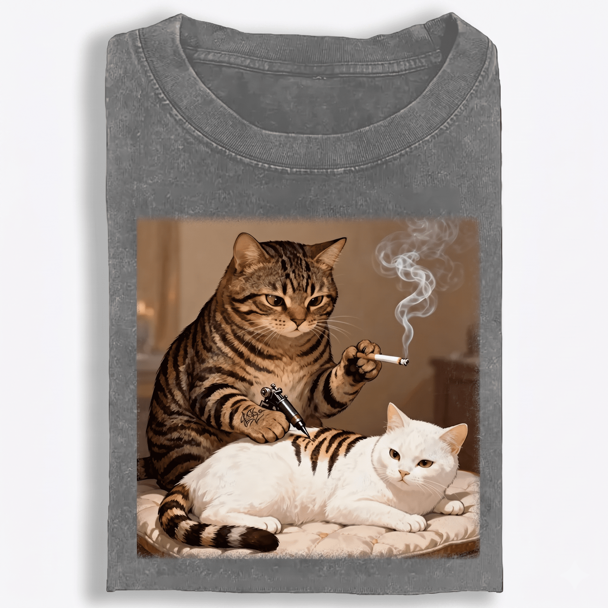 Cat Tattoo Artist Retro Washed T-Shirt | 100% Cotton | Streetwear Essential