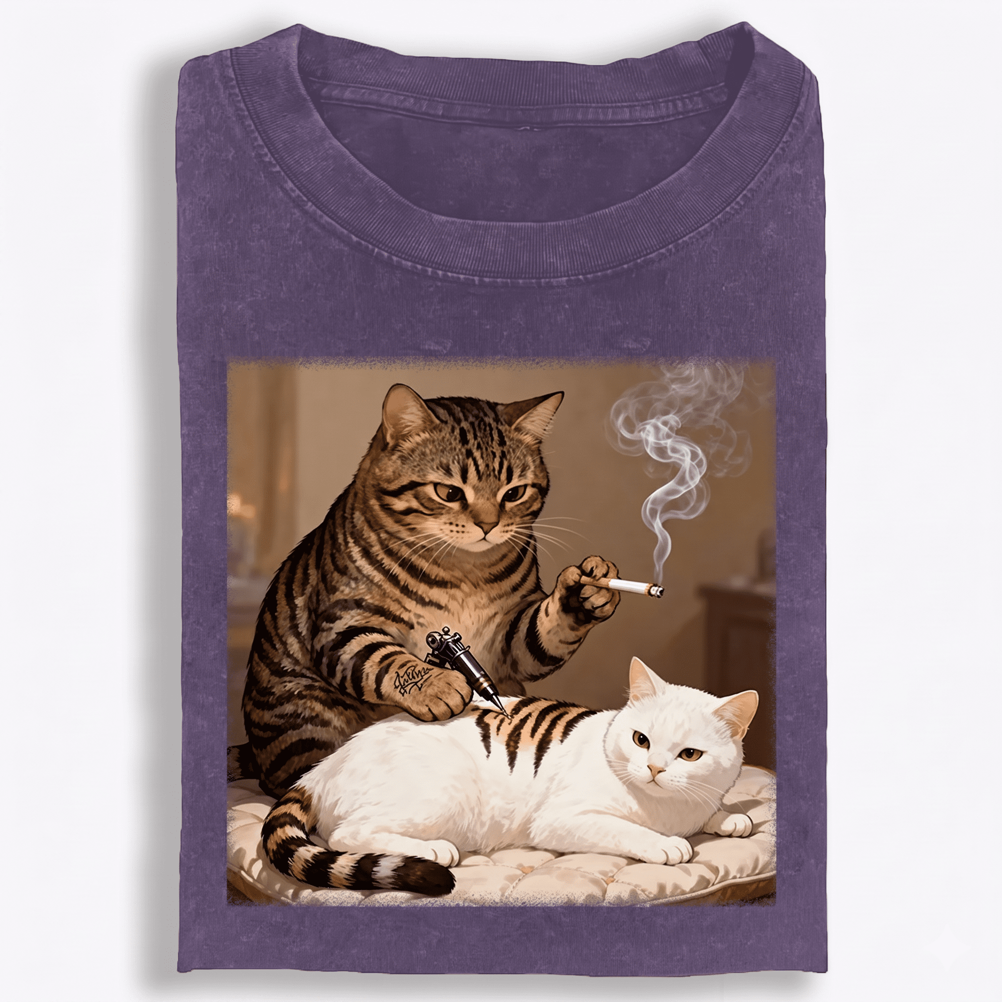 Cat Tattoo Artist Retro Washed T-Shirt | 100% Cotton | Streetwear Essential