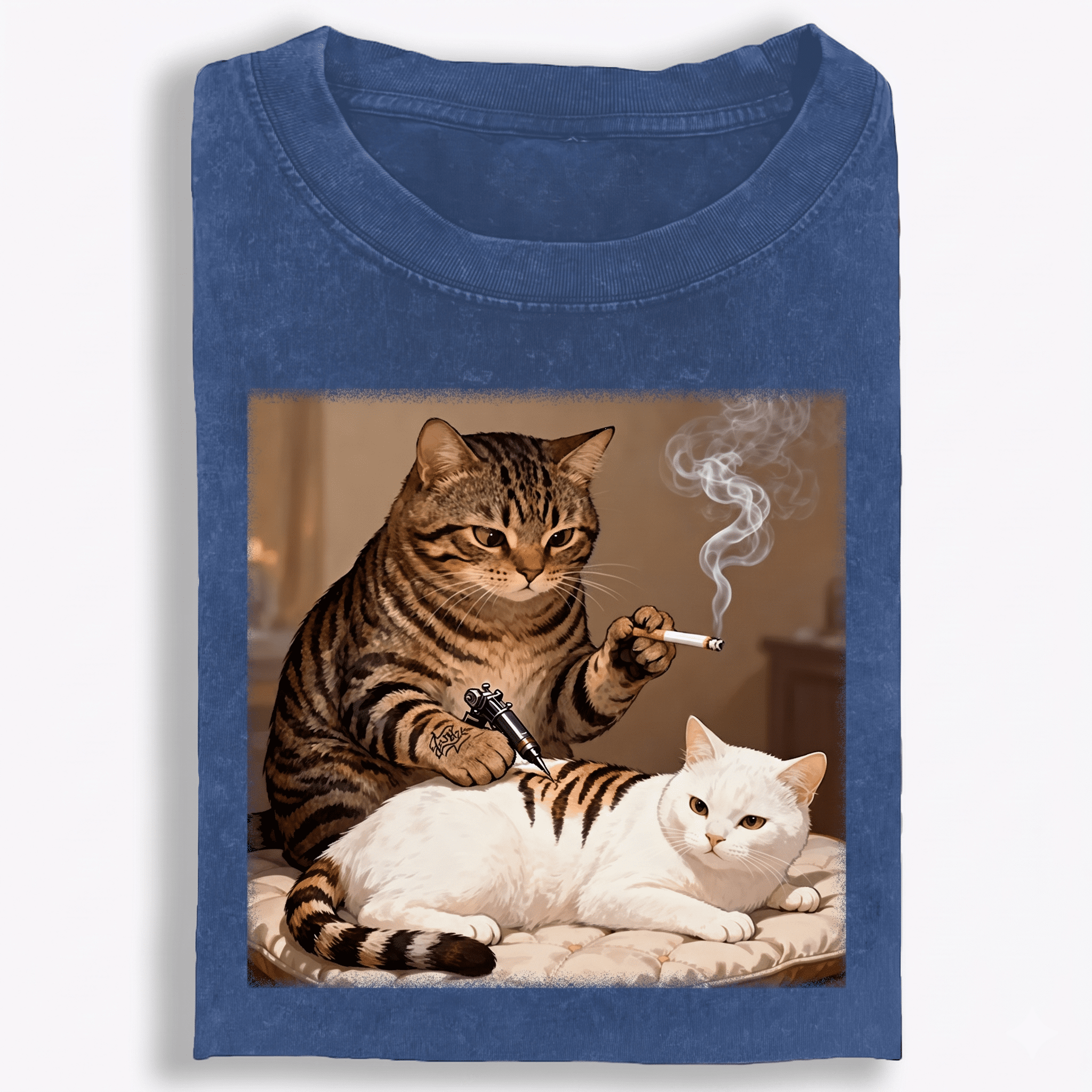 Cat Tattoo Artist Retro Washed T-Shirt | 100% Cotton | Streetwear Essential
