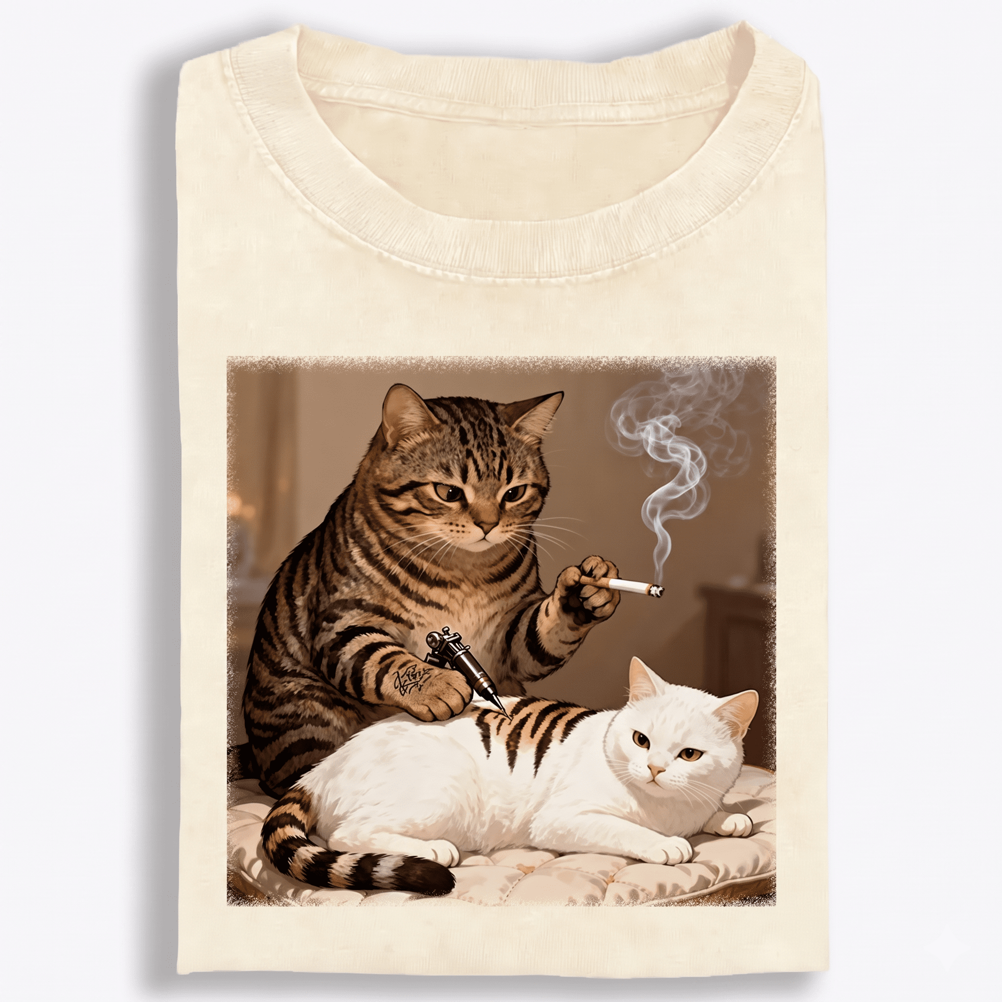 Cat Tattoo Artist Retro Washed T-Shirt | 100% Cotton | Streetwear Essential
