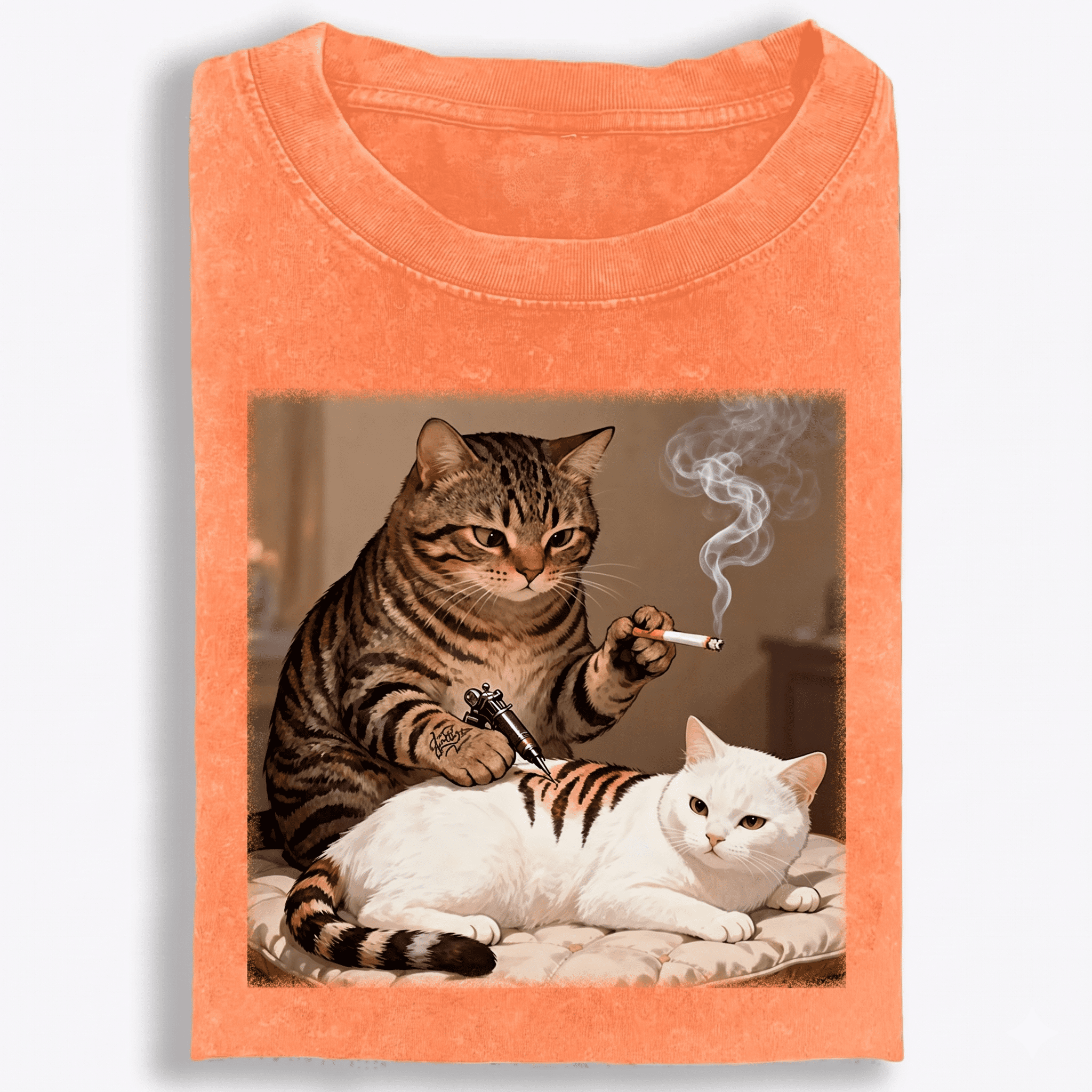 Cat Tattoo Artist Retro Washed T-Shirt | 100% Cotton | Streetwear Essential