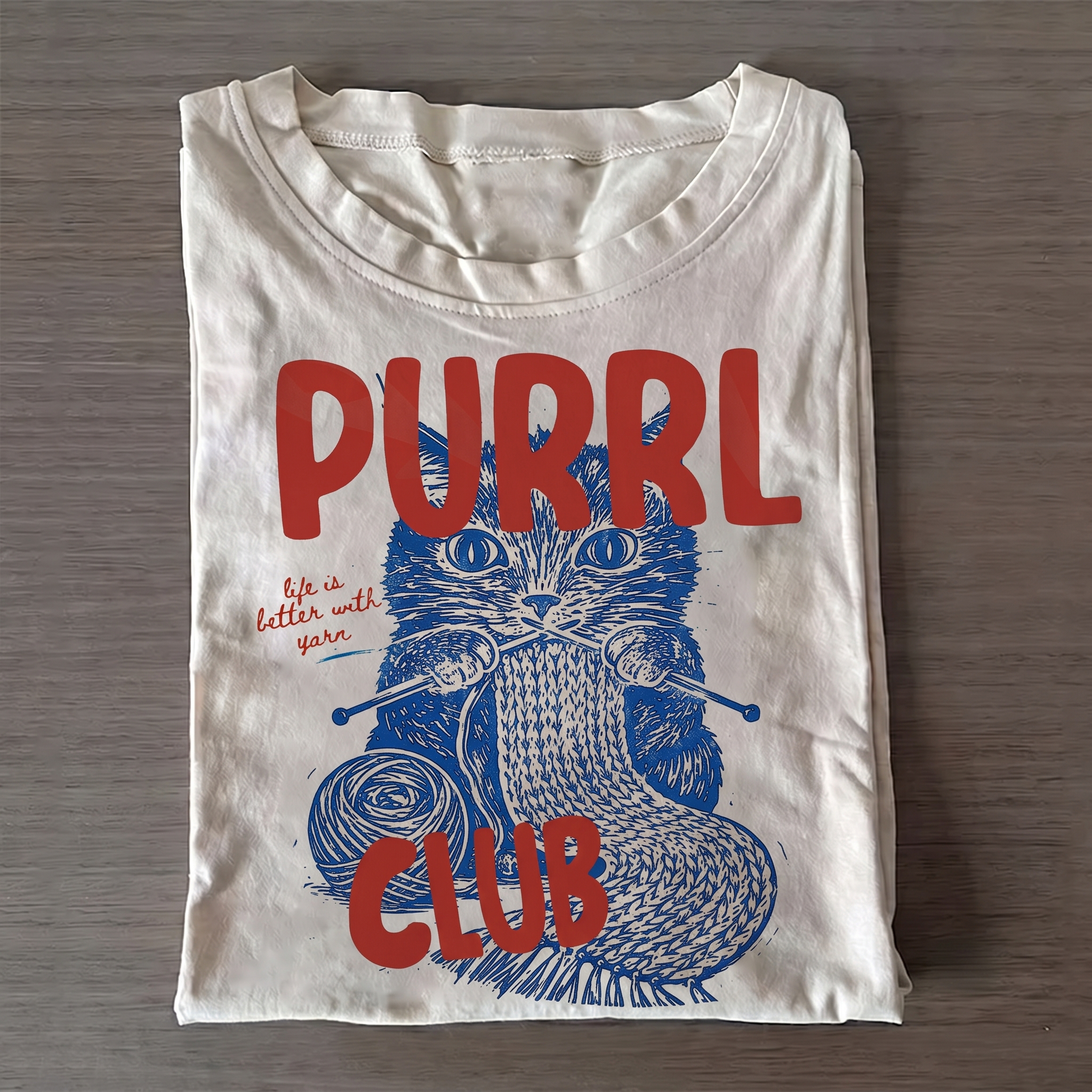 Knitting Cat T-shirt