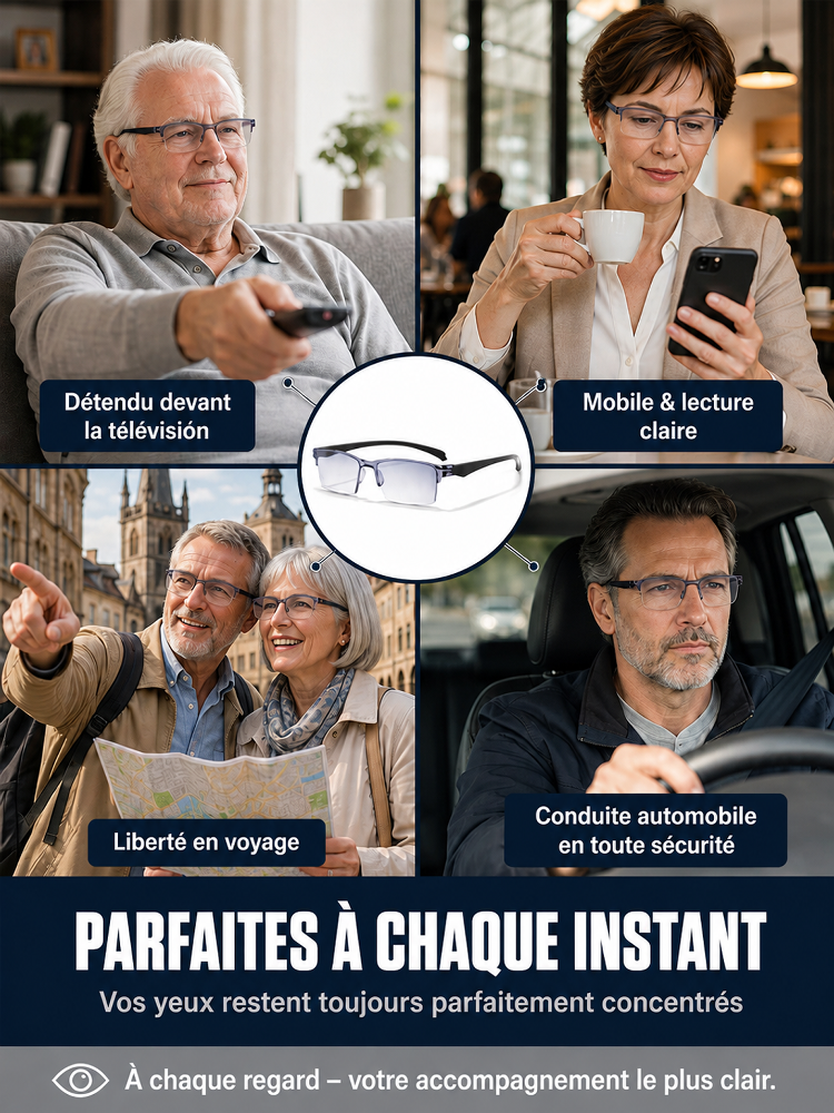 Lunettes de lecture sans monture SL, ultra-légères, anti-lumière bleue, à réglage automatique