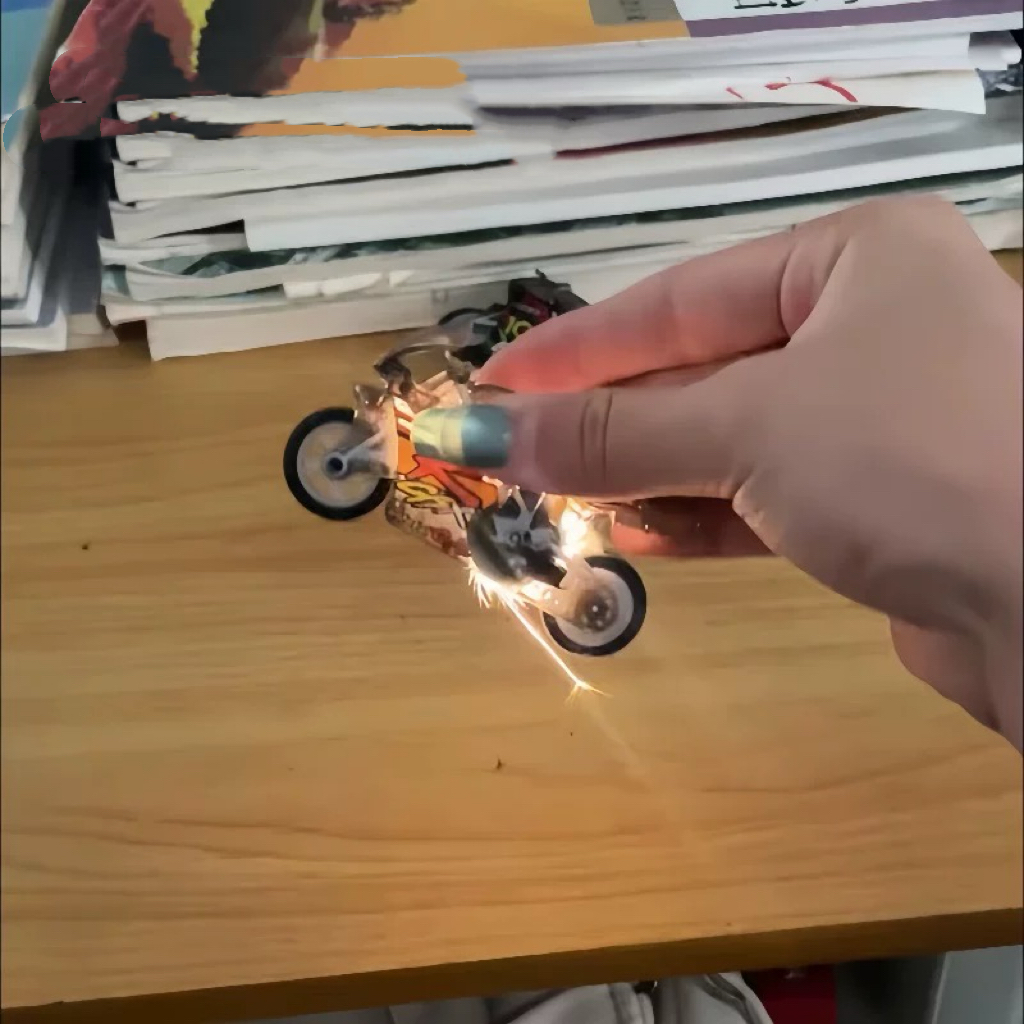 Spark Motorcycle Toy for Kids – Inertia Powered Mini Racing Bike with Flint Sparks & Stunt Tricks