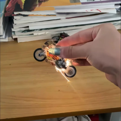 Spark Motorcycle Toy for Kids – Inertia Powered Mini Racing Bike with Flint Sparks & Stunt Tricks